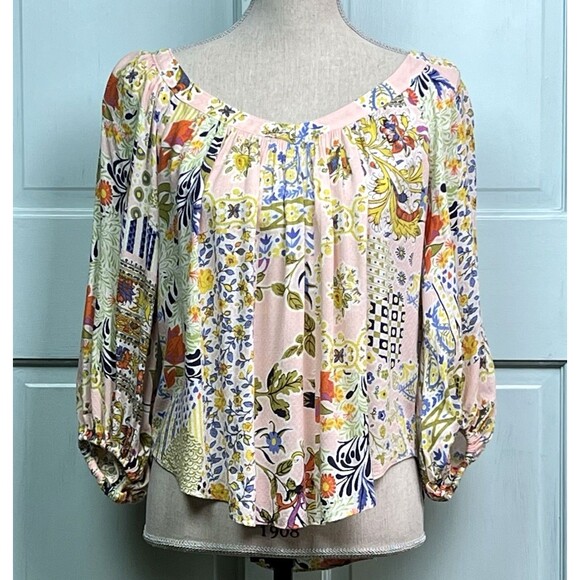 Maeve Tops - MAEVE by Anthropologie Boswell Blouse Paisley Floral Flowy Wide Neck Petite 2P